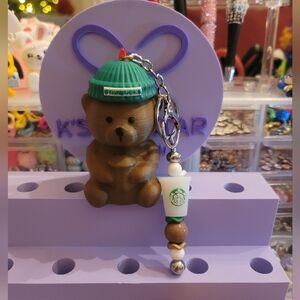 Starbucks Bearista Keychain or Bag Charm with removable Green Cap